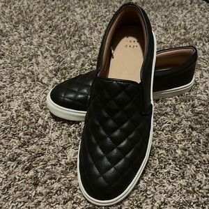 Black Quilted Slip On Sneakers Size 9